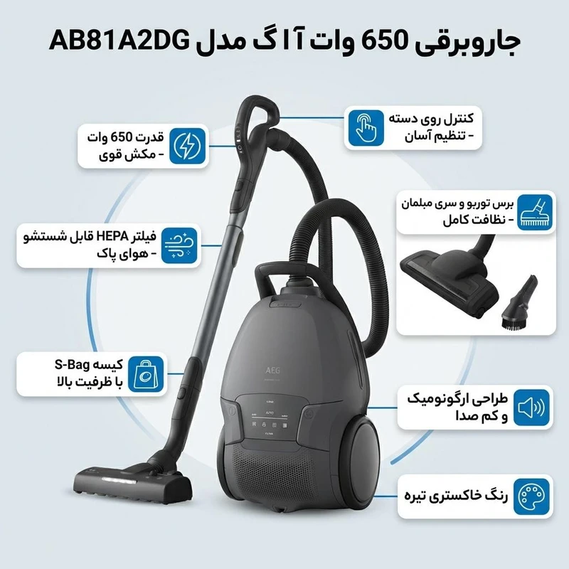 جاروبرقی AEG سری 8000 مدل AB81A2DG